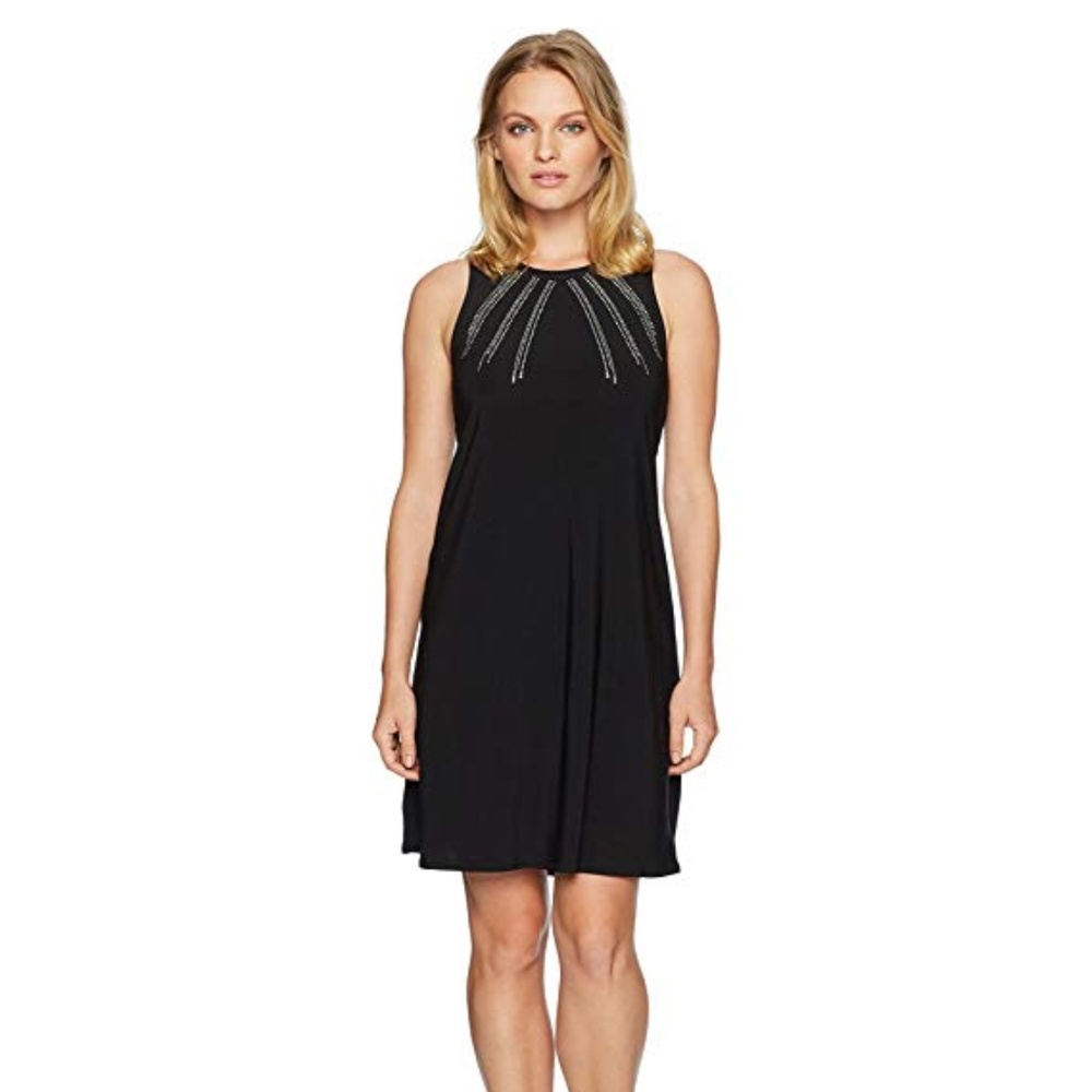 Women's Petite Sleeveless A-line Swingy Dress